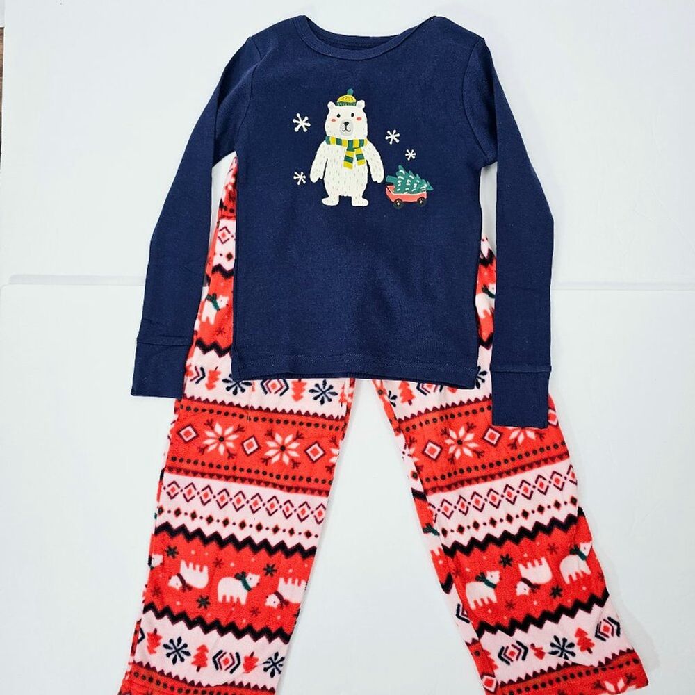Cat & Jack Kid's Blue Polar Bear Winter Holidays Pajama Set Size 5T NWOT